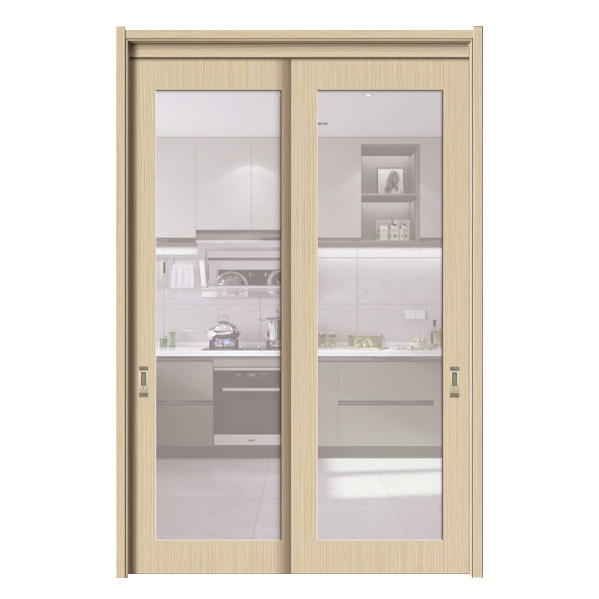 Glass sliding wooden door kitchen balcony living room bathroom