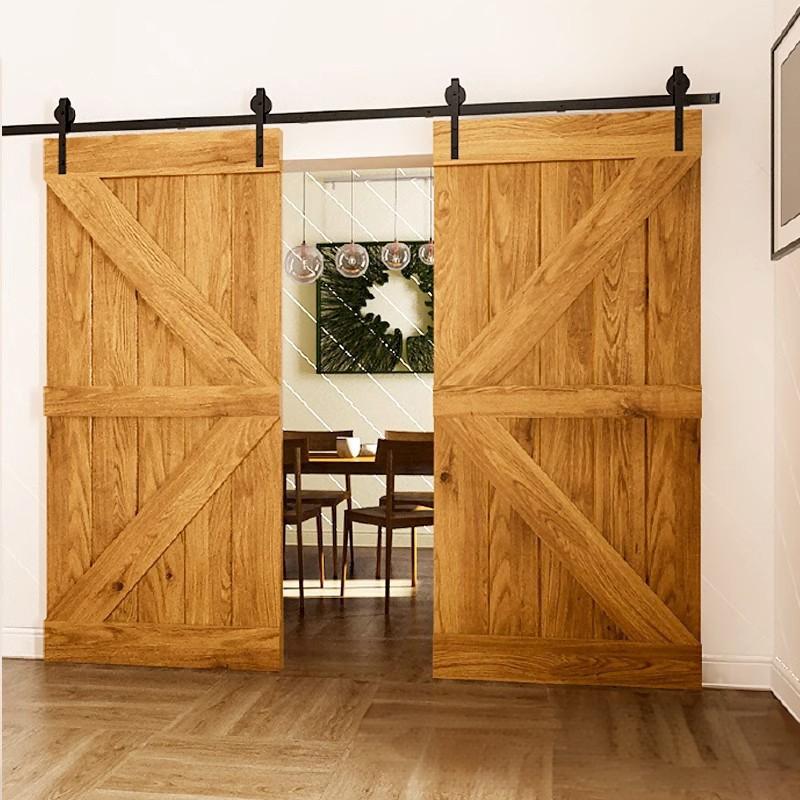 Solid wood sliding door old elm barn door